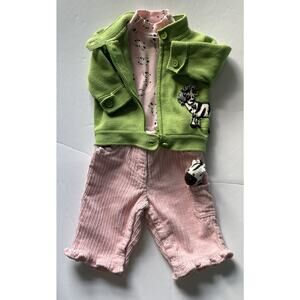 Vintage Y2K Gymboree Zebra Pocket Pals 3 Piece Size 3-6M